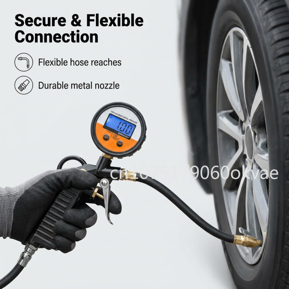 고정밀 디지털 타이어 공기압 게이지 및 공기 주입기 0 - Car Accessories Under 200 리뷰 및 가격